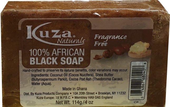 African Black Soap - Kuza Naturals Fragrance Free 100% African Black Soap 114 g