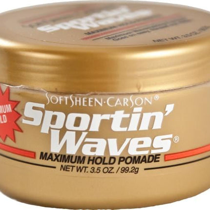 Sportin Waves Maximum Hold Pomade 3.5 oz Gold Tin